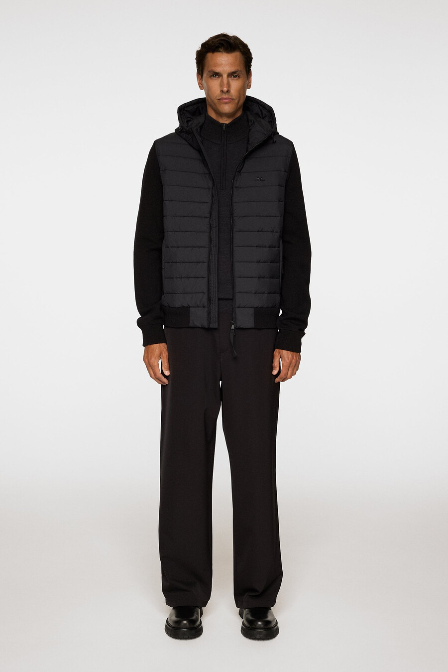 thorn hood knit hybrid jacket