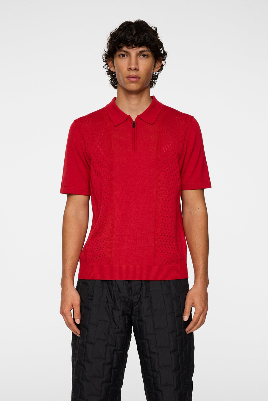 remy structure zip knit polo