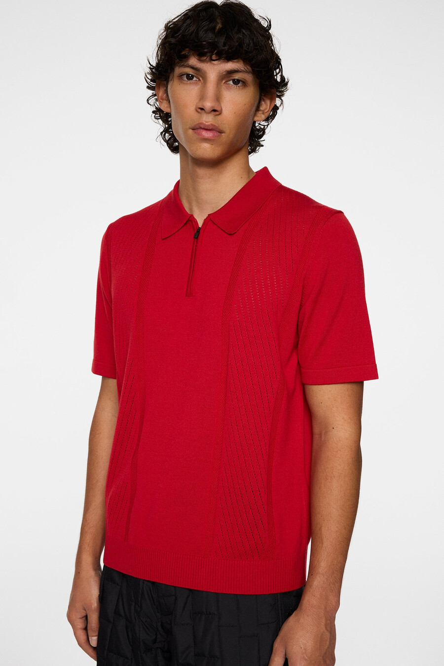 remy structure zip knit polo