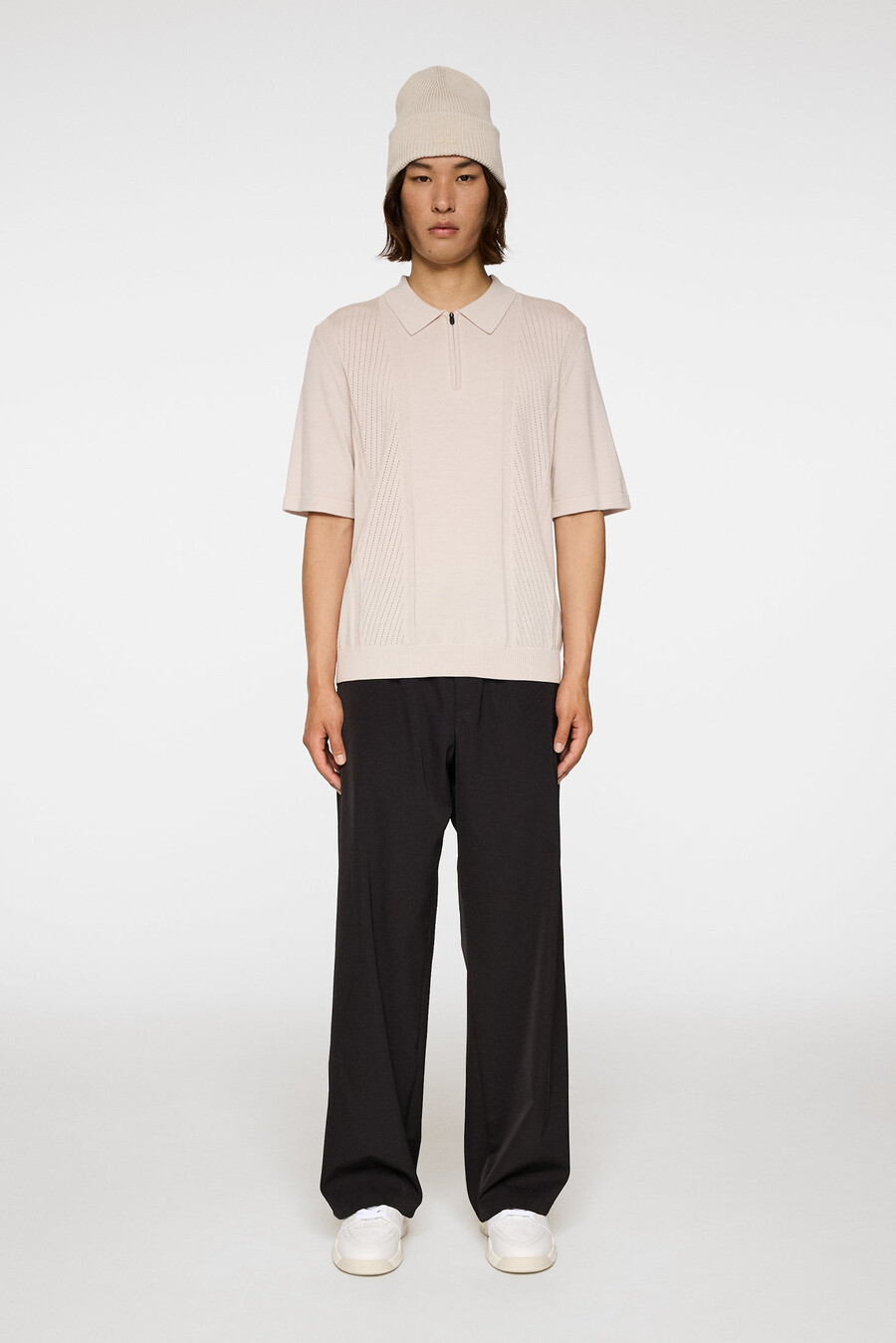 remy structure zip knit polo
